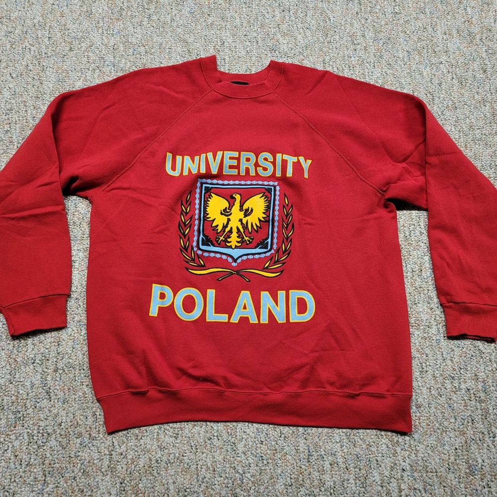 Vintage University Of Poland Crewneck Mens XL Red The‎ Sweatshirt Company Crest